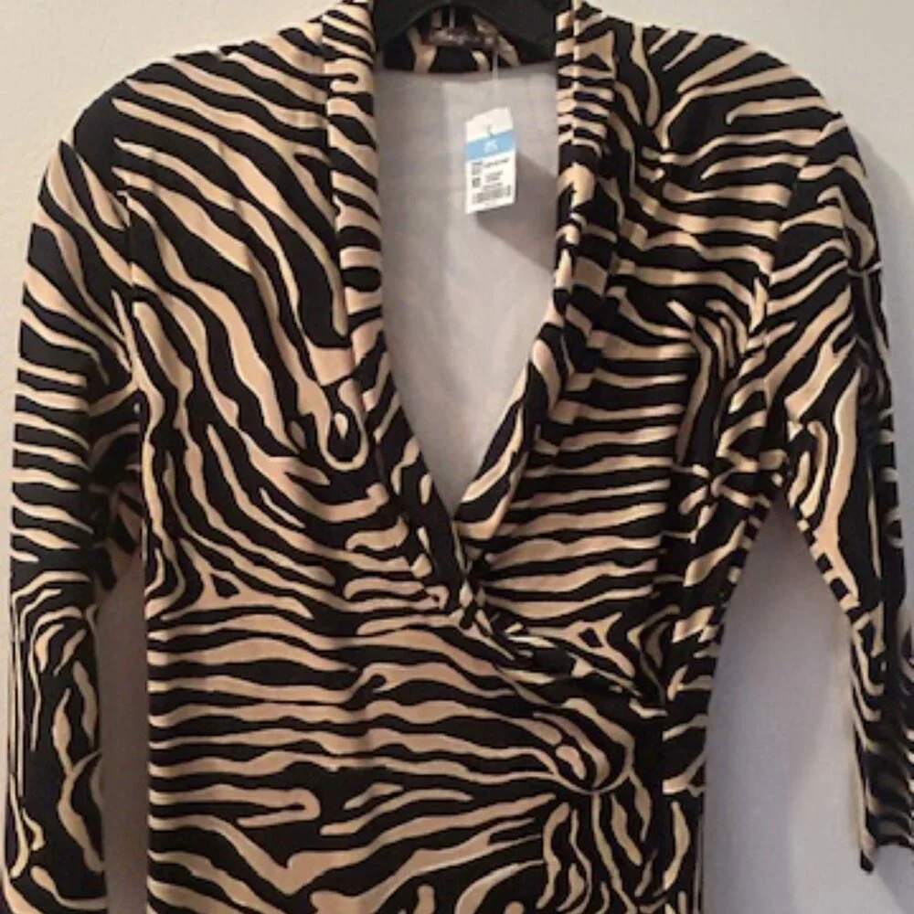 J. McLaughlin Black Sand Savannah Catalina Cloth Print Panama Wrap Dress NEW - Picture 6 of 16